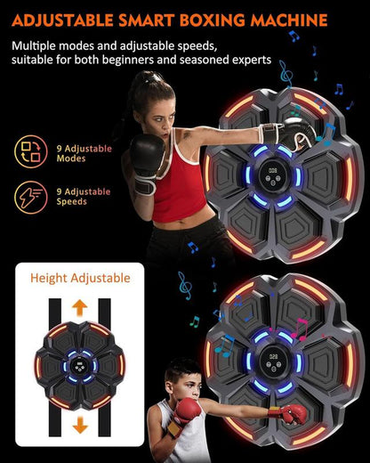 Snawowo Music Boxing Machine for Adults, Bluetooth Music Punching Machine with Gloves, Electronic LED Boxing Machine Wall Mounted Music, 9 Modes & 9... Music Boxing