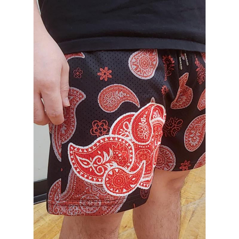 Naruto Gym Shorts with Akatsuki Paisley Design