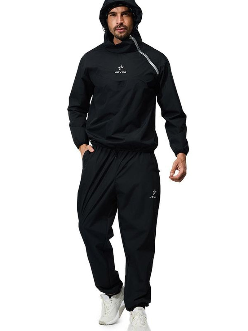 JEVPE Unisex Sauna Suit Sportswear - Jacket and Pants for Fitness Training XS-5XL