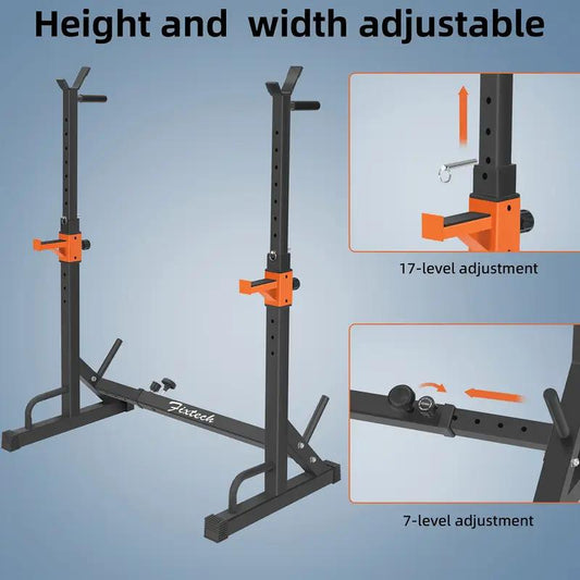 ROCKRAF 550 LBS Max Load Adjustable Squat Rack - Multi-Function Weight Lifting Home Gym Stand,Multi-Function Squat Press Barbell Rack Stand, Height Adjustable Barbell，Max Load 550Lbs,Fitness Exercise Equipment Home Gym