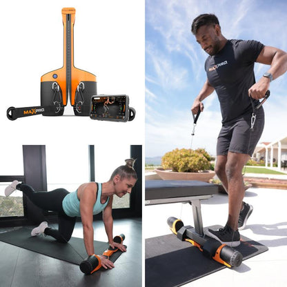 MAXPRO All-In-One Portable Home Gym with 5-300Lbs Adjustable Resistance-Portable Cable Gym Sport Orange.