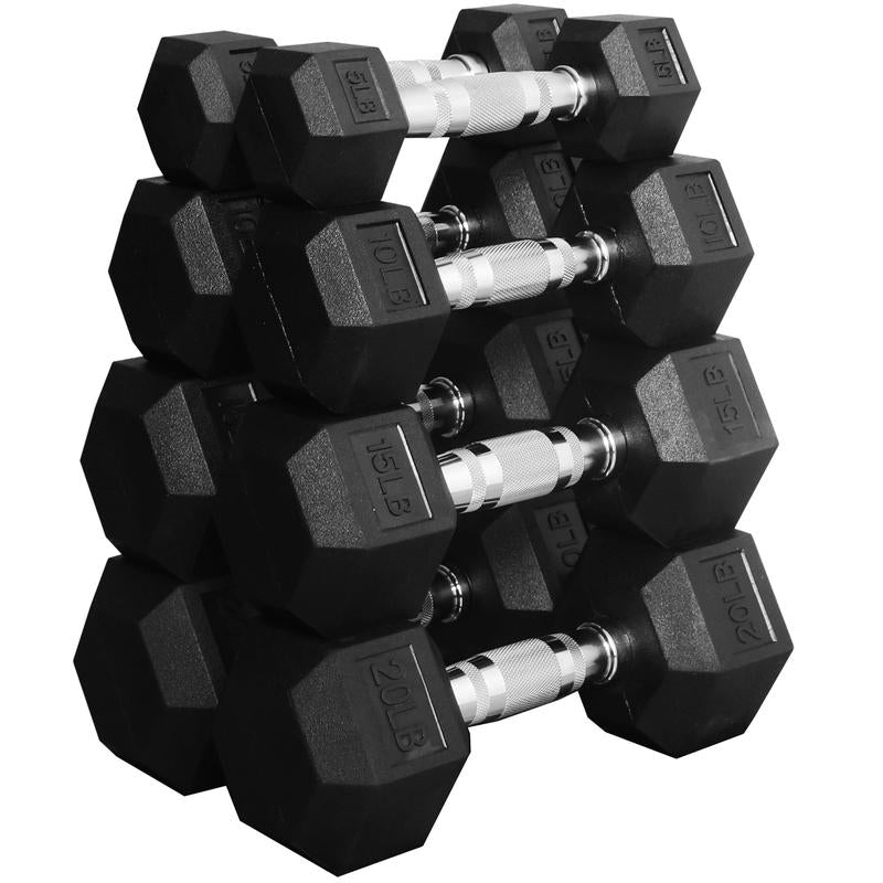 Dumbbell Set, Pairs of 5 Lb, 10 Lb, 15 Lb, and 20 Lb