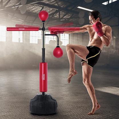 VEVOR Boxing Speed Trainer, Punching Bag with Stand, Reflex Boxing Bag Height Adjustable Free Standing Strike Bag Set with Gloves, Workout Speed Bag for Home Gym Training