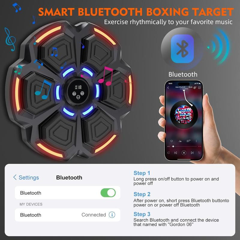 Snawowo Music Boxing Machine for Adults, Bluetooth Music Punching Machine with Gloves, Electronic LED Boxing Machine Wall Mounted Music, 9 Modes & 9... Music Boxing