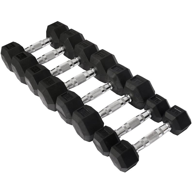 Dumbbell Set, Pairs of 5 Lb, 10 Lb, 15 Lb, and 20 Lb