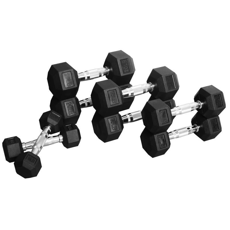 Dumbbell Set, Pairs of 5 Lb, 10 Lb, 15 Lb, and 20 Lb