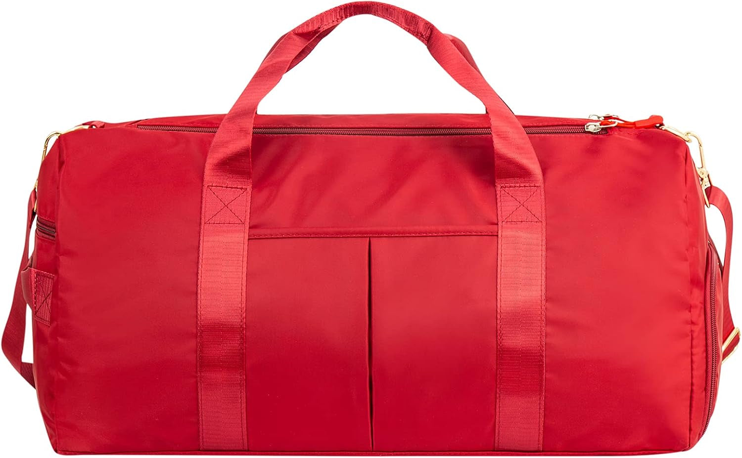 Sports Gym Duffle Travel Workout Bag for Men & Women with Shoe Compartment, Wet Pocket (Red)